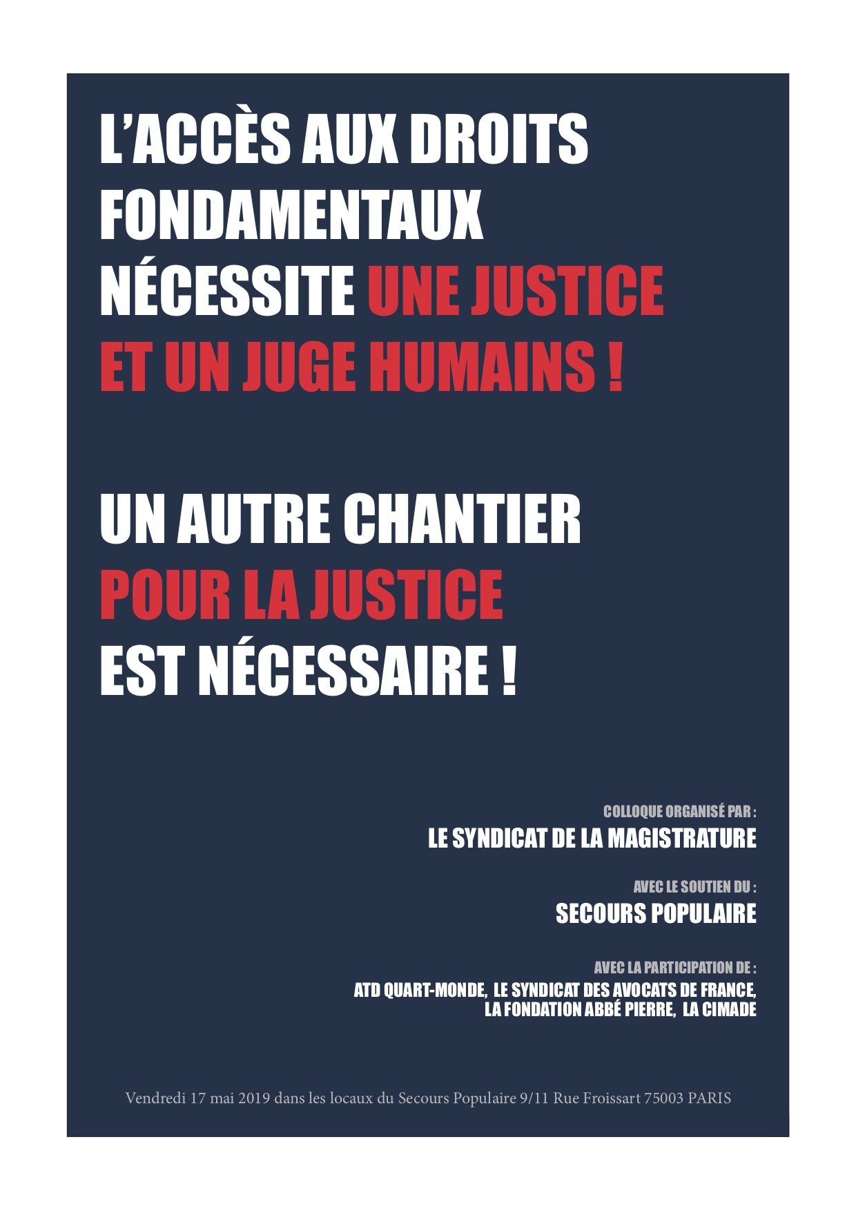 L'accès aux droits fondamentaux nécessite une justice et un juge humains - Actes du colloque